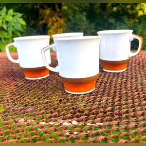 Four Vintage Amcrest Ironstone Mugs
